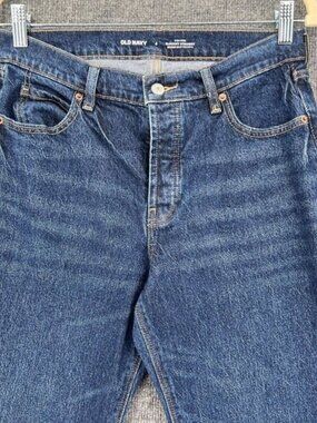 Old Navy Jeans Women 4 Slouchy Straight High Rise Medium Wash Button Fly Stretch